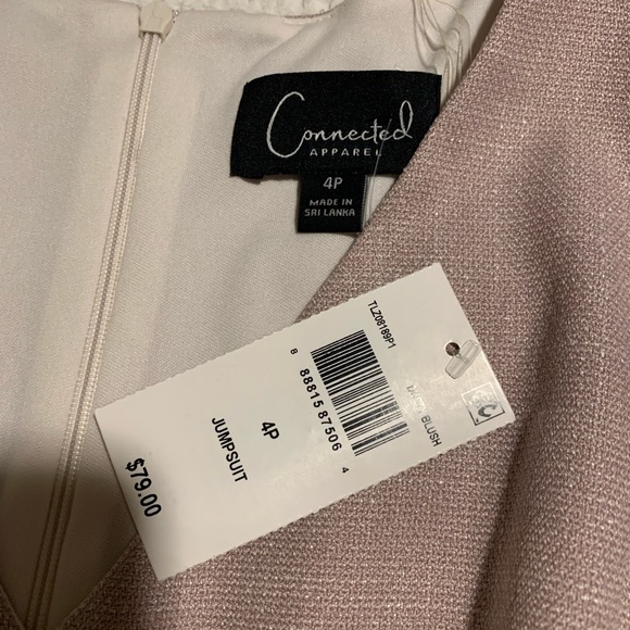 Connected Apparel 4P dusty pink blush jump suit with front tie - Picture 2 of 4